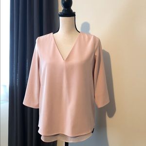 Pastel pink 3/4 sleeve blouse- small
